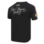 NBA LOS ANGELES LAKERS SUGAR SKULL T-SHIRT EN JERSEY SIMPLE À RAYURES POUR HOMME (NOIR/VIOLET)