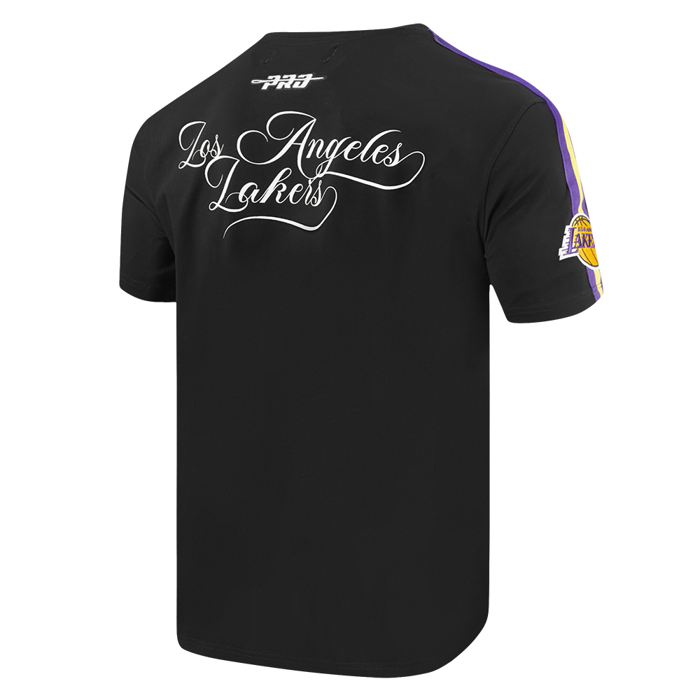 NBA LOS ANGELES LAKERS SUGAR SKULL T-SHIRT EN JERSEY SIMPLE À RAYURES POUR HOMME (NOIR/VIOLET)