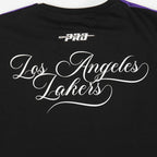 NBA LOS ANGELES LAKERS SUGAR SKULL T-SHIRT EN JERSEY SIMPLE À RAYURES POUR HOMME (NOIR/VIOLET)