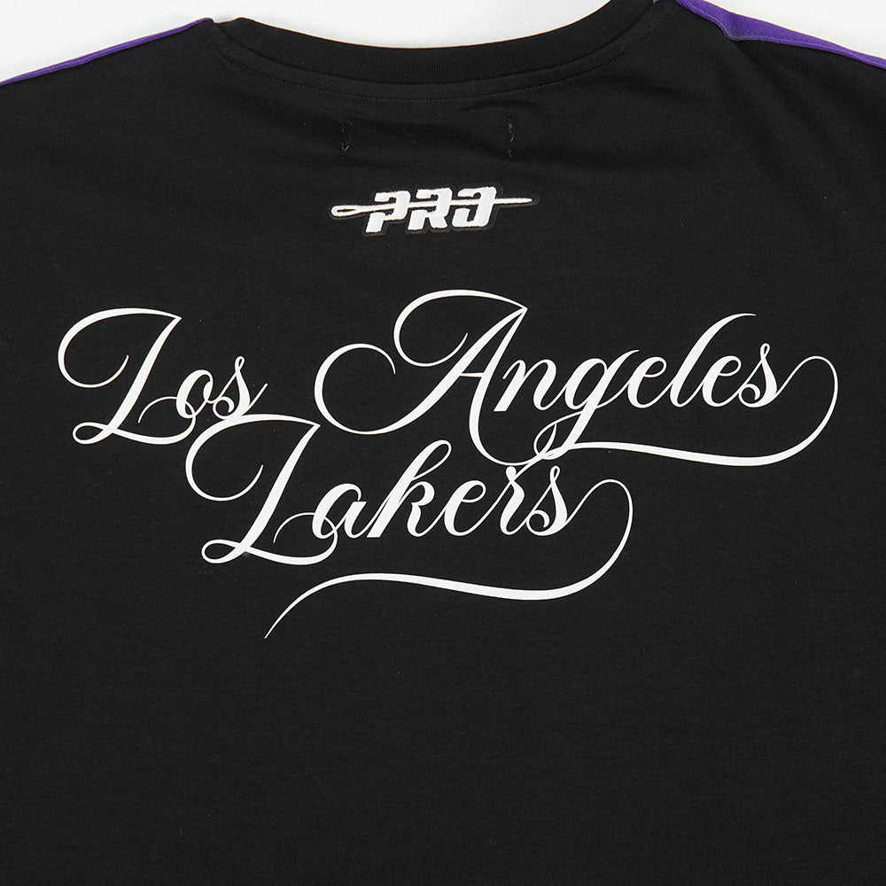 NBA LOS ANGELES LAKERS SUGAR SKULL T-SHIRT EN JERSEY SIMPLE À RAYURES POUR HOMME (NOIR/VIOLET)