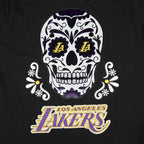 NBA LOS ANGELES LAKERS SUGAR SKULL T-SHIRT EN JERSEY SIMPLE À RAYURES POUR HOMME (NOIR/VIOLET)