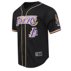 NBA LOS ANGELES LAKERS LOGO MEN'S MESH BUTTON UP SHIRT (BLACK/PURPLE)