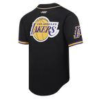 NBA LOS ANGELES LAKERS LOGO MEN'S MESH BUTTON UP SHIRT (BLACK/PURPLE)