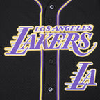 NBA LOS ANGELES LAKERS LOGO MEN'S MESH BUTTON UP SHIRT (BLACK/PURPLE)