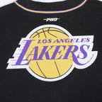 NBA LOS ANGELES LAKERS LOGO MEN'S MESH BUTTON UP SHIRT (BLACK/PURPLE)