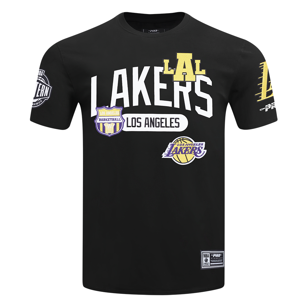 NBA LOS ANGELES LAKERS LETTERMAN T-SHIRT À MANCHES COURTES POUR HOMME (NOIR)