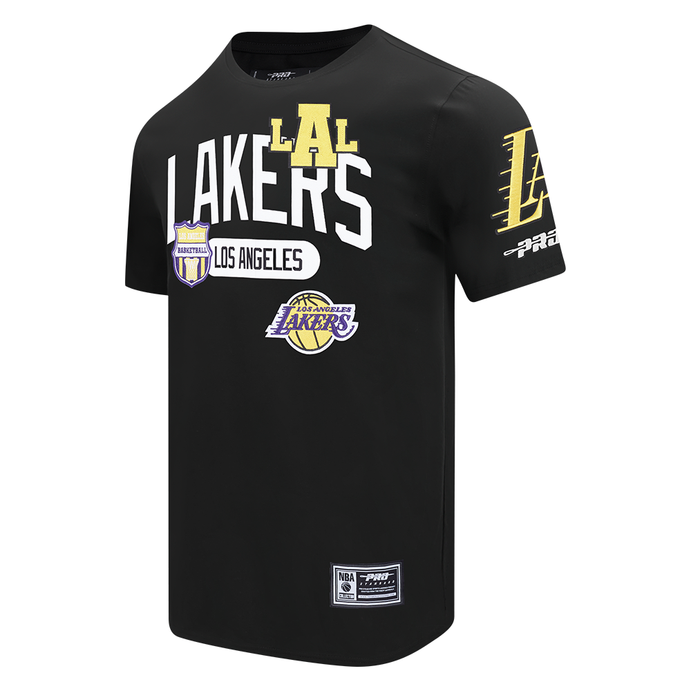 NBA LOS ANGELES LAKERS LETTERMAN T-SHIRT À MANCHES COURTES POUR HOMME (NOIR)
