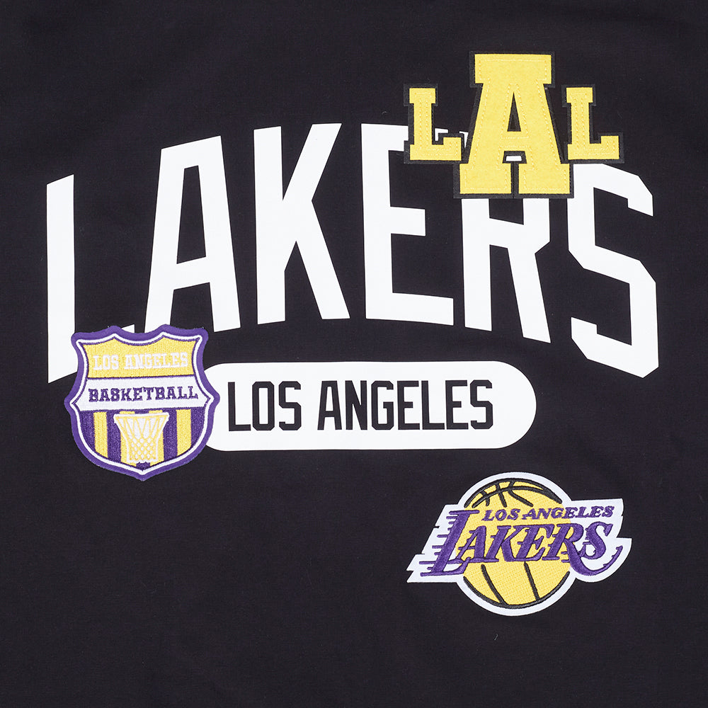NBA LOS ANGELES LAKERS LETTERMAN T-SHIRT À MANCHES COURTES POUR HOMME (NOIR)