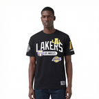 NBA LOS ANGELES LAKERS LETTERMAN T-SHIRT À MANCHES COURTES POUR HOMME (NOIR)