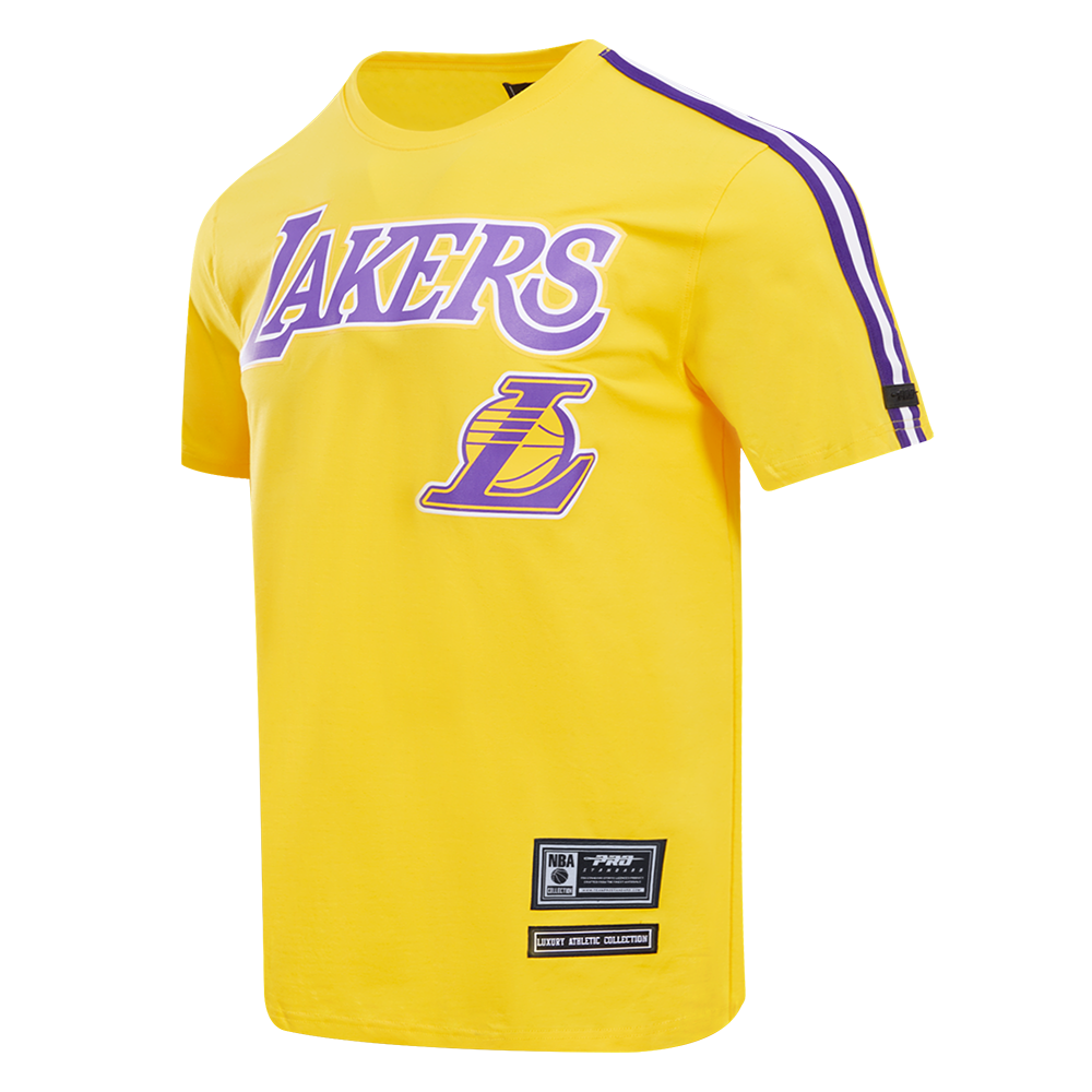 NBA LOS ANGELES LAKERS T-SHIRT PRO TEAM À BANDES ET À LOGO POUR HOMME (JAUNE/VIOLET)