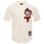 NBA LOS ANGELES LAKERS ROSES MESH BUTTON DOWN SHIRT (EGGSHELL)
