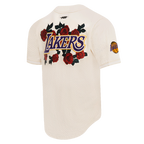 NBA LOS ANGELES LAKERS ROSES MESH BUTTON DOWN SHIRT (EGGSHELL)