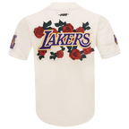 NBA LOS ANGELES LAKERS ROSES MESH BUTTON DOWN SHIRT (EGGSHELL)