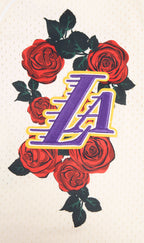 NBA LOS ANGELES LAKERS ROSES MESH BUTTON DOWN SHIRT (EGGSHELL)