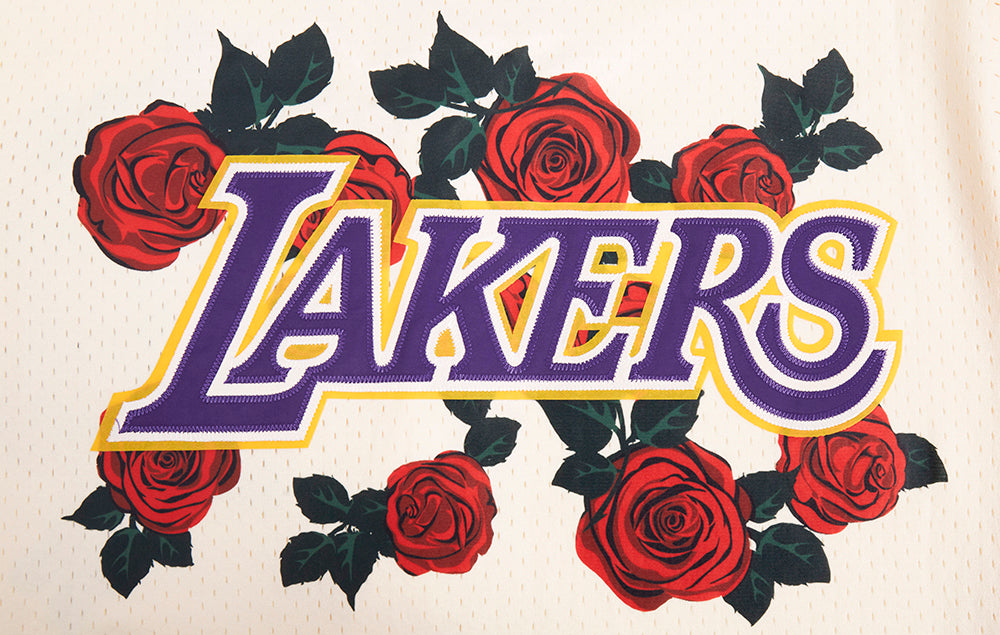 NBA LOS ANGELES LAKERS ROSES MESH BUTTON DOWN SHIRT (EGGSHELL)