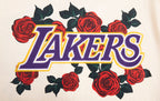 NBA LOS ANGELES LAKERS ROSES MESH BUTTON DOWN SHIRT (EGGSHELL)