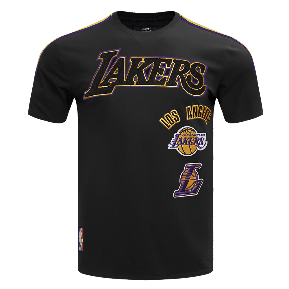 NBA LOS ANGELES LAKERS RETRO CLASSIC MEN'S STRIPED TEE (BLACK/PURPLE/YELLOW)