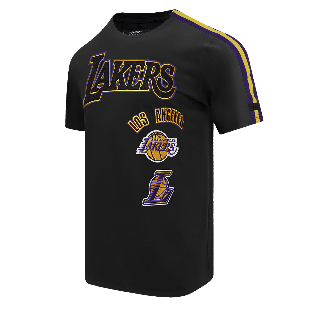 NBA LOS ANGELES LAKERS RETRO CLASSIC MEN'S STRIPED TEE (BLACK/PURPLE/YELLOW)