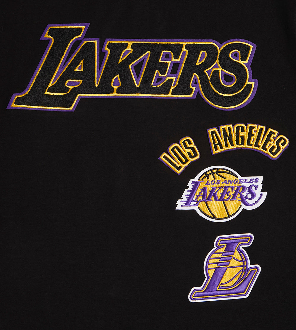 NBA LOS ANGELES LAKERS RETRO CLASSIC MEN'S STRIPED TEE (BLACK/PURPLE/YELLOW)