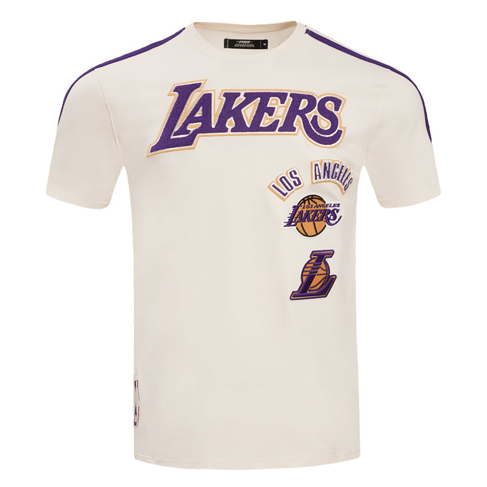 NBA LOS ANGELES LAKERS RETRO CLASSIC T-SHIRT À RAYURES POUR HOMME (COQUILLE D'ŒUF/VIOLET)