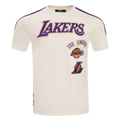 NBA LOS ANGELES LAKERS RETRO CLASSIC T-SHIRT À RAYURES POUR HOMME (COQUILLE D'ŒUF/VIOLET)