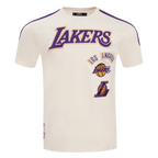 NBA LOS ANGELES LAKERS RETRO CLASSIC T-SHIRT À RAYURES POUR HOMME (COQUILLE D'ŒUF/VIOLET)