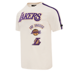 NBA LOS ANGELES LAKERS RETRO CLASSIC T-SHIRT À RAYURES POUR HOMME (COQUILLE D'ŒUF/VIOLET)