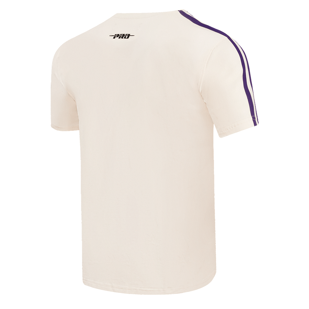 NBA LOS ANGELES LAKERS RETRO CLASSIC T-SHIRT À RAYURES POUR HOMME (COQUILLE D'ŒUF/VIOLET)