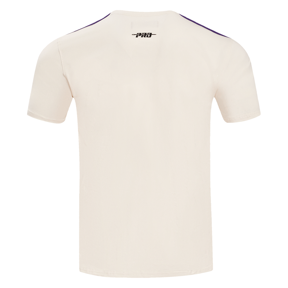 NBA LOS ANGELES LAKERS RETRO CLASSIC T-SHIRT À RAYURES POUR HOMME (COQUILLE D'ŒUF/VIOLET)