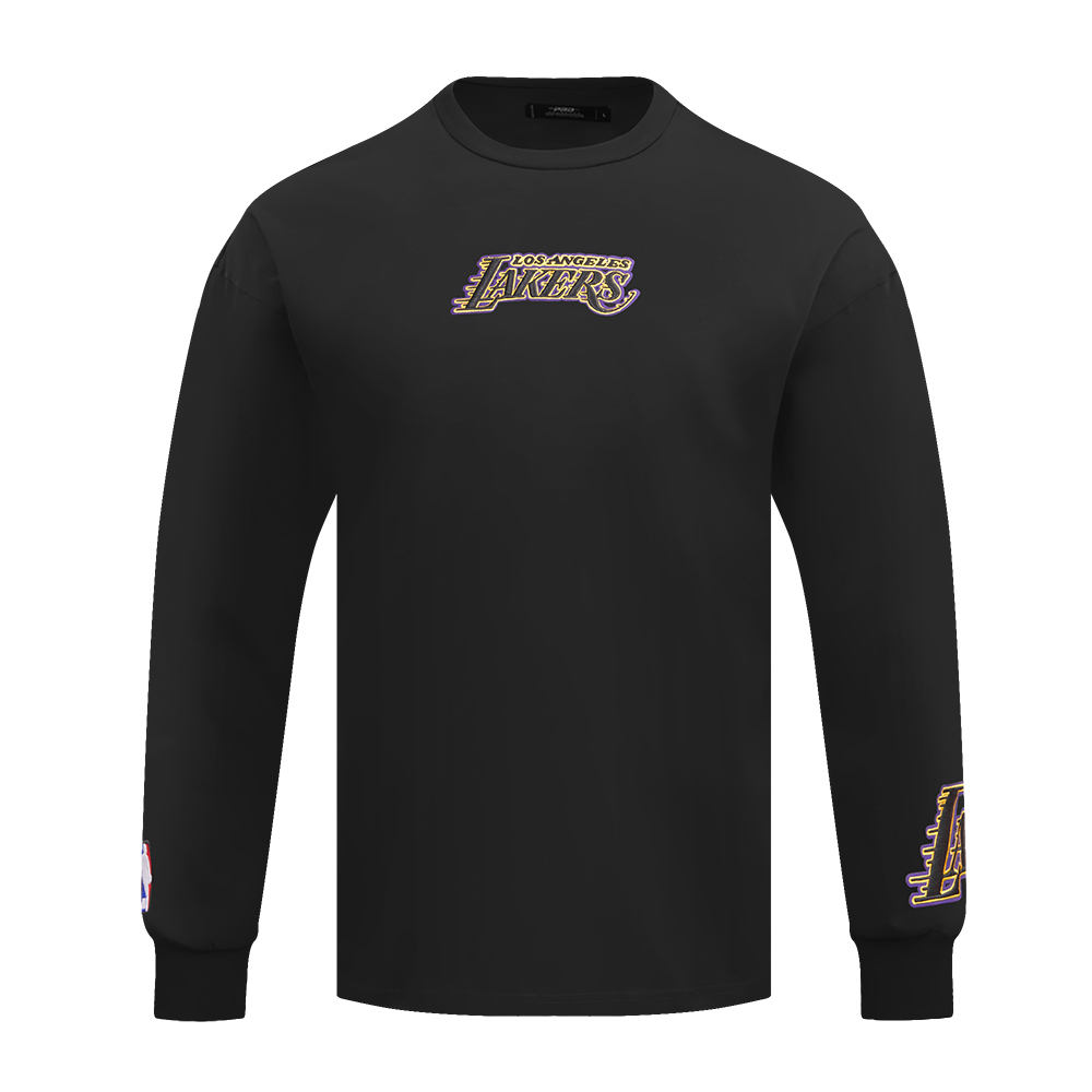NBA LOS ANGELES LAKERS WINGSPAN T-SHIRT À MANCHES LONGUES ET À ÉPAULES TOMBANTES POUR HOMME (NOIR)