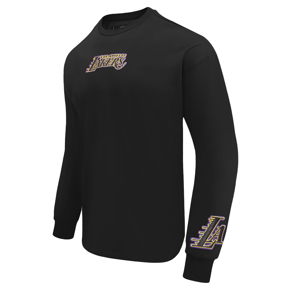NBA LOS ANGELES LAKERS WINGSPAN T-SHIRT À MANCHES LONGUES ET À ÉPAULES TOMBANTES POUR HOMME (NOIR)