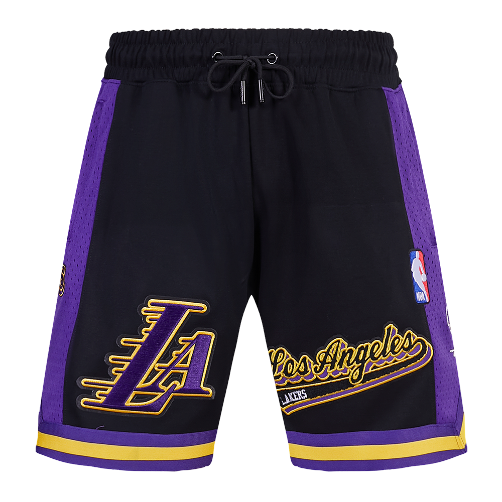 NBA LOS ANGELES LAKERS SCRIPT TAIL MEN'S DOUBLE KNIT 2.0 SHORT (BLACK/PURPLE)