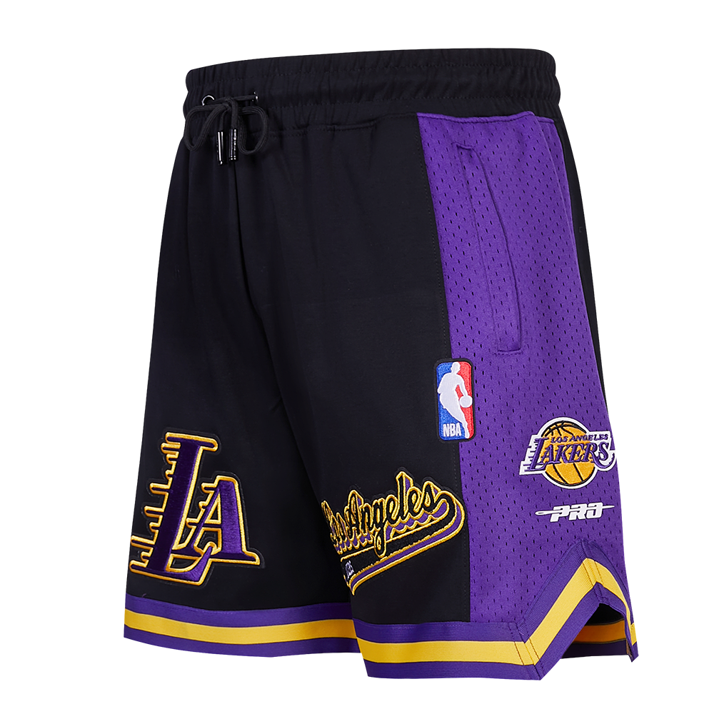 NBA LOS ANGELES LAKERS SCRIPT TAIL SHORT EN MAILLE DOUBLE 2.0 POUR HOMME (NOIR/VIOLET)