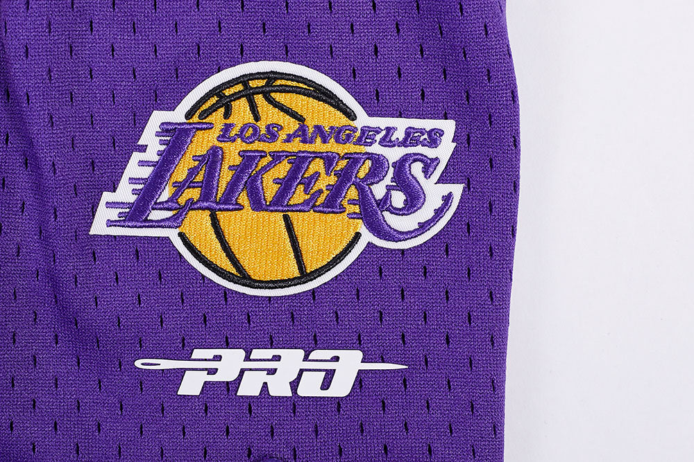 NBA LOS ANGELES LAKERS SCRIPT TAIL SHORT EN MAILLE DOUBLE 2.0 POUR HOMME (NOIR/VIOLET)