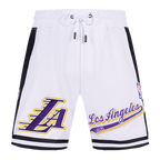 NBA LOS ANGELES LAKERS SCRIPT TAIL MEN'S DOUBLE KNIT 2.0 SHORT (WHITE/BLACK)