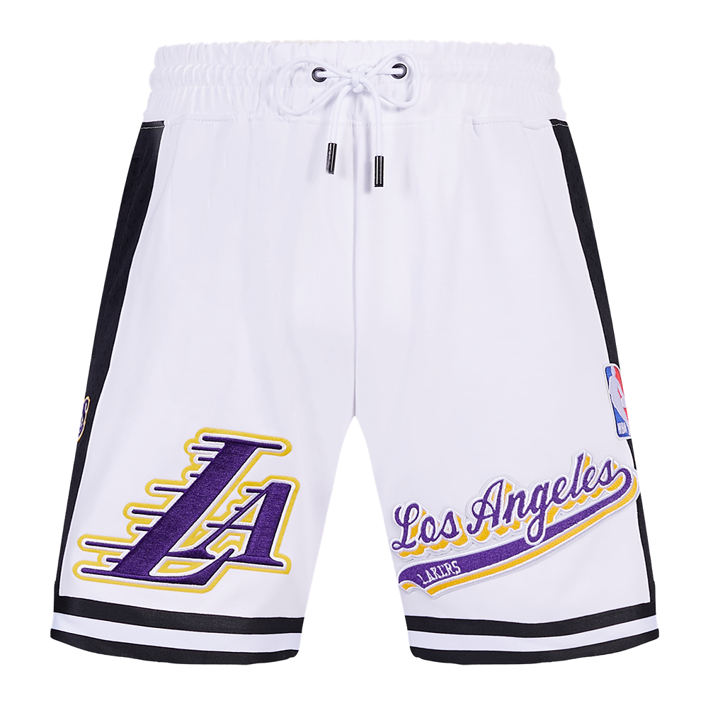 NBA LOS ANGELES LAKERS SCRIPT TAIL MEN'S DOUBLE KNIT 2.0 SHORT (WHITE/BLACK)