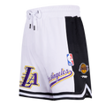 NBA LOS ANGELES LAKERS SCRIPT TAIL MEN'S DOUBLE KNIT 2.0 SHORT (WHITE/BLACK)