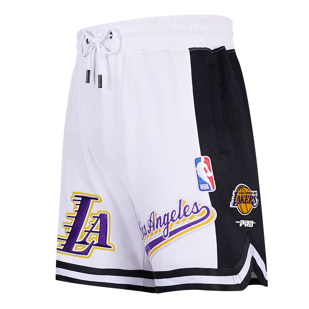 NBA LOS ANGELES LAKERS SCRIPT TAIL MEN'S DOUBLE KNIT 2.0 SHORT (WHITE/BLACK)