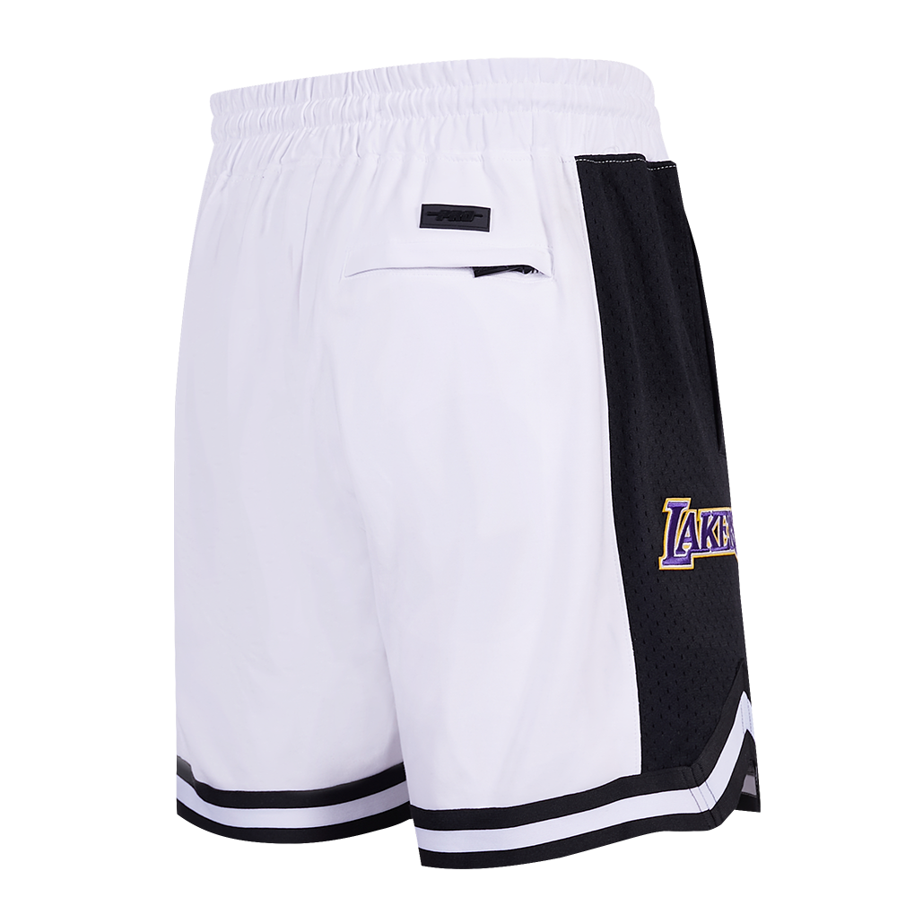 NBA LOS ANGELES LAKERS SCRIPT TAIL MEN'S DOUBLE KNIT 2.0 SHORT (WHITE/BLACK)