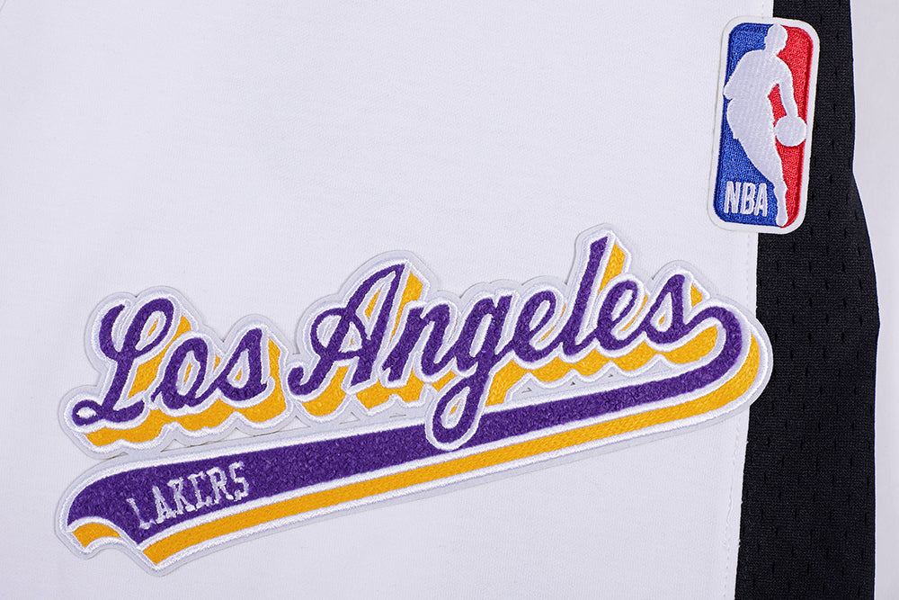 NBA LOS ANGELES LAKERS SCRIPT TAIL MEN'S DOUBLE KNIT 2.0 SHORT (WHITE/BLACK)