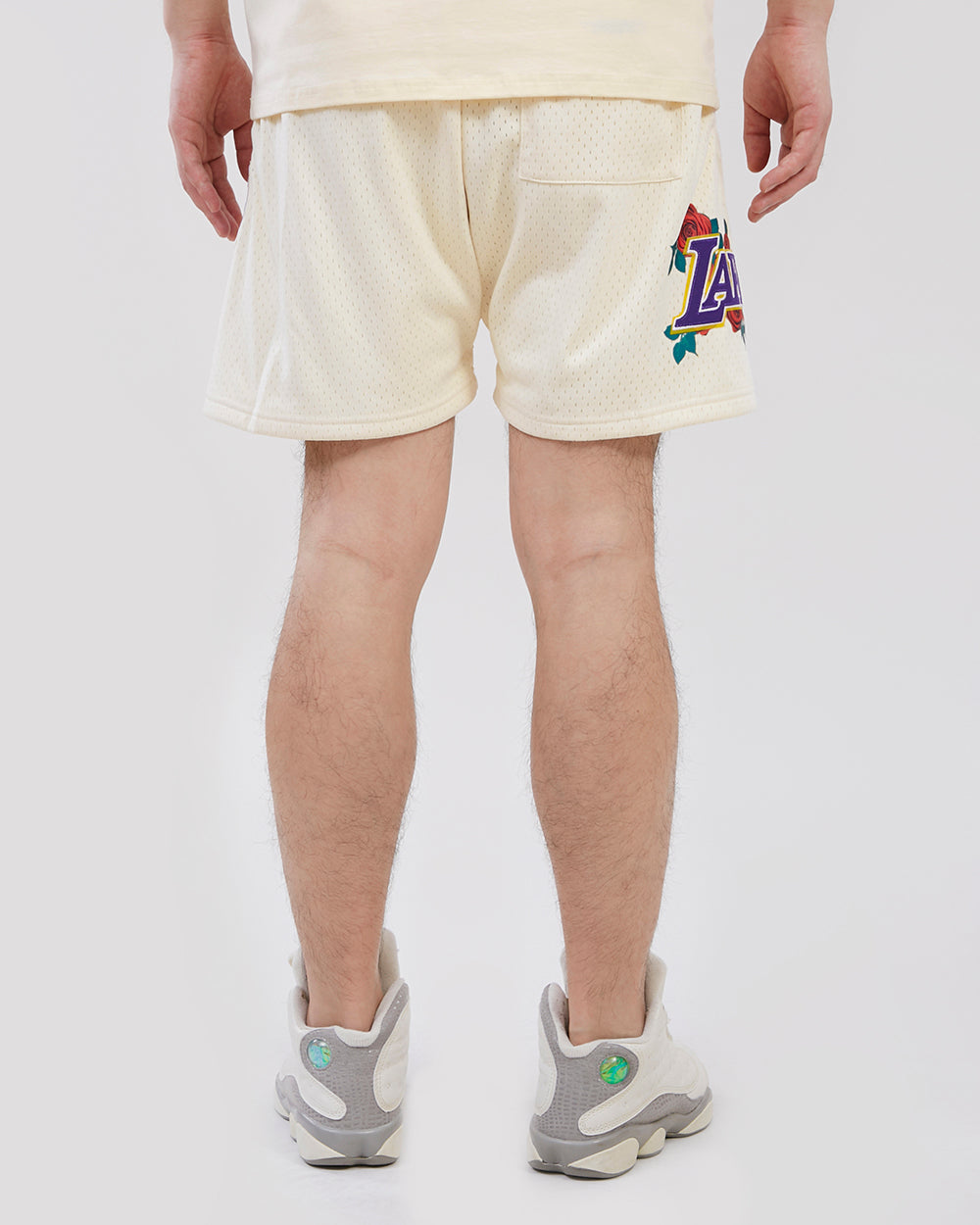 NBA LOS ANGELES LAKERS ROSES MEN'S MESH SHORT (EGGSHELL)