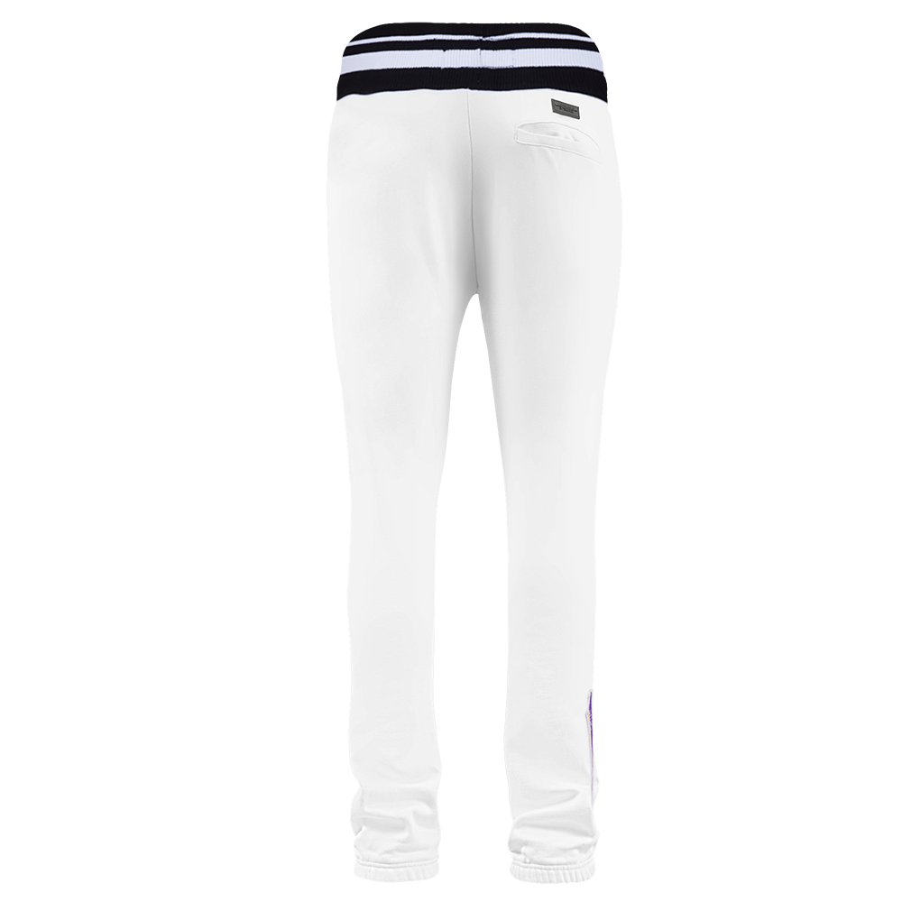 NBA LOS ANGELES LAKERS SCRIPT TAIL PANTALON OUATÉ EN MOLLETON CÔTELÉ POUR HOMME (BLANC/NOIR)