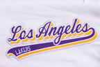 NBA LOS ANGELES LAKERS SCRIPT TAIL PANTALON OUATÉ EN MOLLETON CÔTELÉ POUR HOMME (BLANC/NOIR)