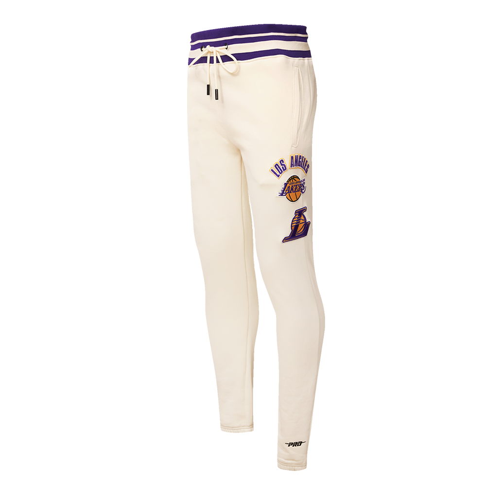 NBA LOS ANGELES LAKERS RETRO CLASSIC PANTALON OUATÉ POUR HOMME (COQUILLE D'ŒUF/VIOLET)