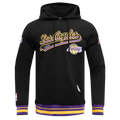 NBA LOS ANGELES LAKERS SCRIPT TAIL CHANDAIL À CAPUCHON EN MOLLETON CÔTELÉ POUR HOMME (NOIR/VIOLET)