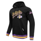 NBA LOS ANGELES LAKERS SCRIPT TAIL CHANDAIL À CAPUCHON EN MOLLETON CÔTELÉ POUR HOMME (NOIR/VIOLET)