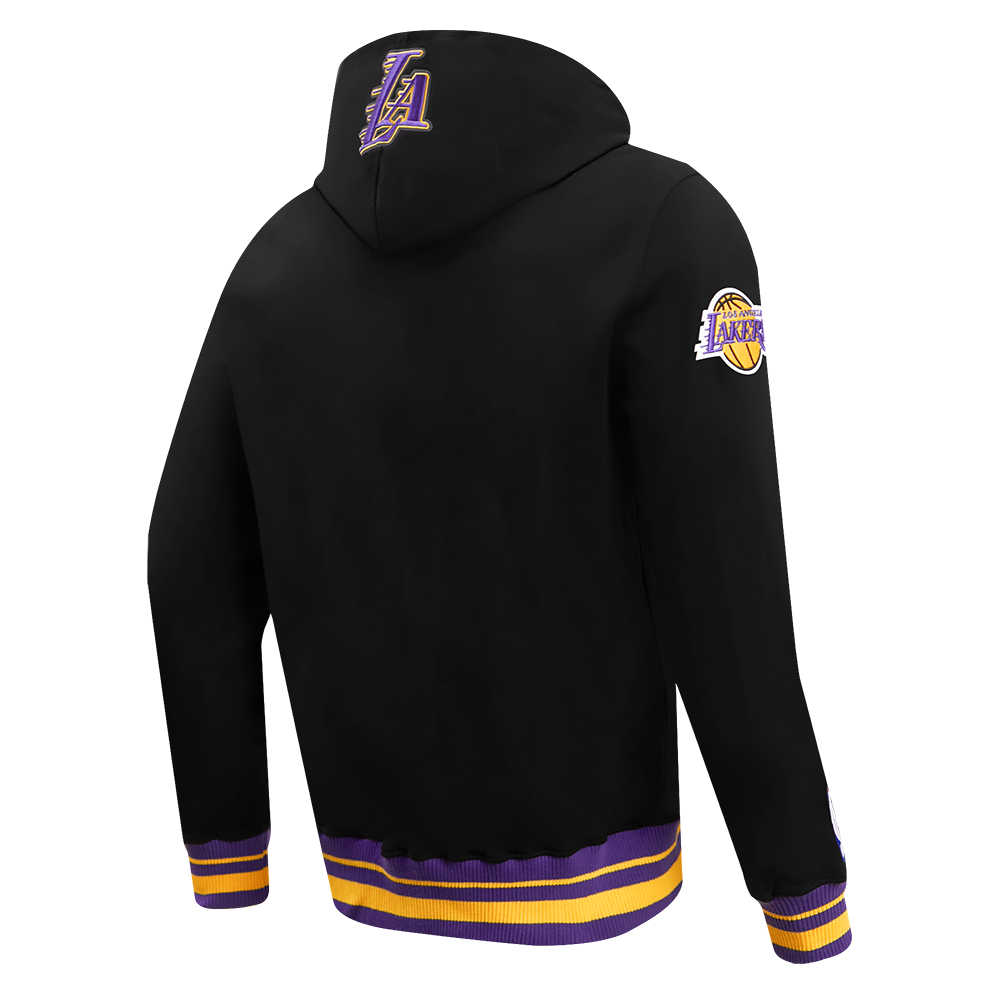 NBA LOS ANGELES LAKERS SCRIPT TAIL CHANDAIL À CAPUCHON EN MOLLETON CÔTELÉ POUR HOMME (NOIR/VIOLET)