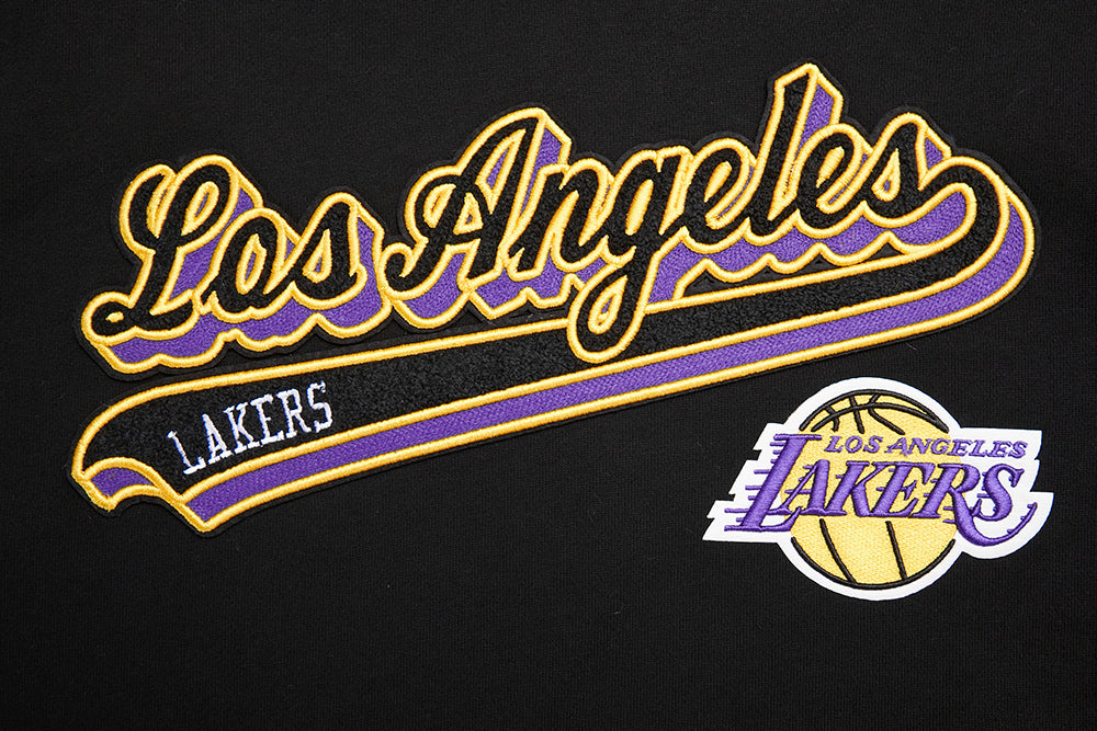 NBA LOS ANGELES LAKERS SCRIPT TAIL CHANDAIL À CAPUCHON EN MOLLETON CÔTELÉ POUR HOMME (NOIR/VIOLET)