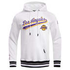NBA LOS ANGELES LAKERS SCRIPT TAIL CHANDAIL À CAPUCHON EN MOLLETON CÔTELÉ POUR HOMME (BLANC/NOIR)
