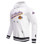 NBA LOS ANGELES LAKERS SCRIPT TAIL CHANDAIL À CAPUCHON EN MOLLETON CÔTELÉ POUR HOMME (BLANC/NOIR)